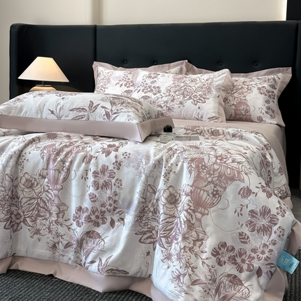 91家纺网 家纺一手货源 找家纺 （总）花漾家居 2025新款数码水洗天丝单夏被夏被四件套