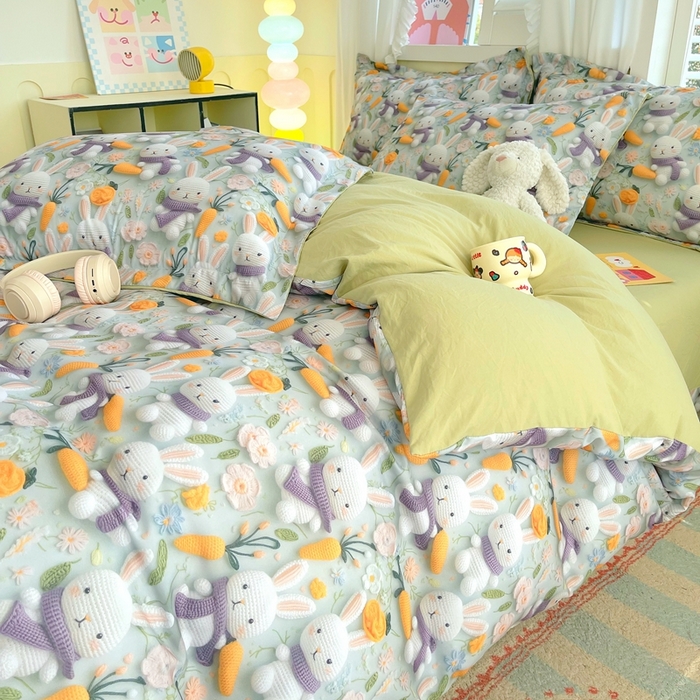 91家纺网 家纺一手货源 找家纺 （总）恋之语 2025新款数码印花四件套卡通款