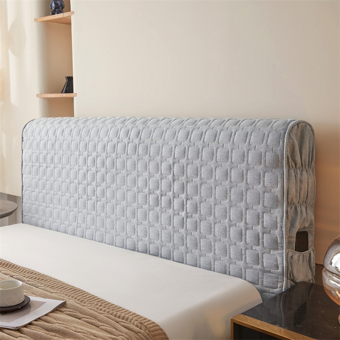 91家纺网 家纺一手货源 找家纺 情恒家纺 2025新款麻布全包床头罩 麻布-烟雾灰