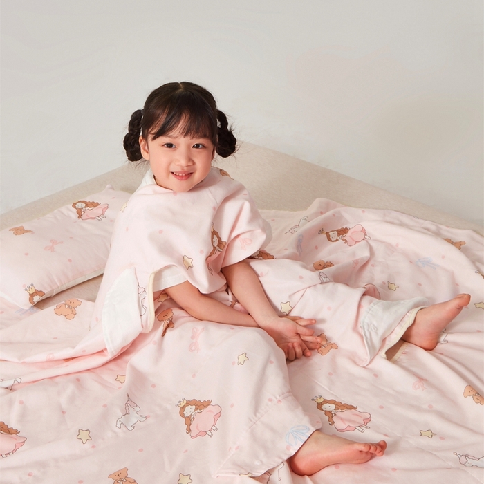 91家纺网 家纺一手货源 找家纺 艾佳宝贝 2025A类全棉纱布护肚防踢睡袋多功能盖毯宝宝夏被 甜甜小公主