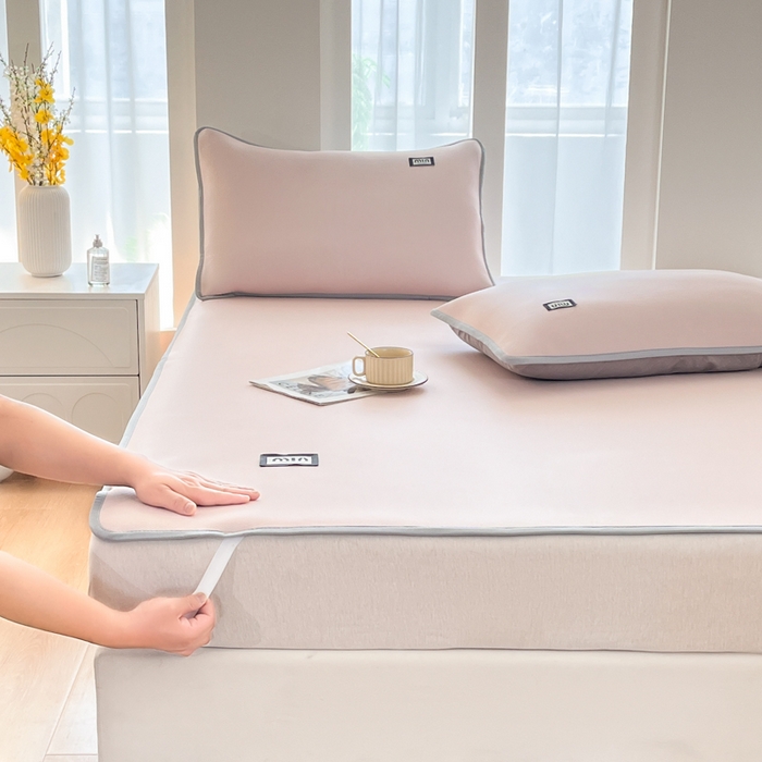 91家纺网 家纺一手货源 找家纺 子曰 2025新款A类高分子PE小清新凉感席系列-床垫款 小清新-粉