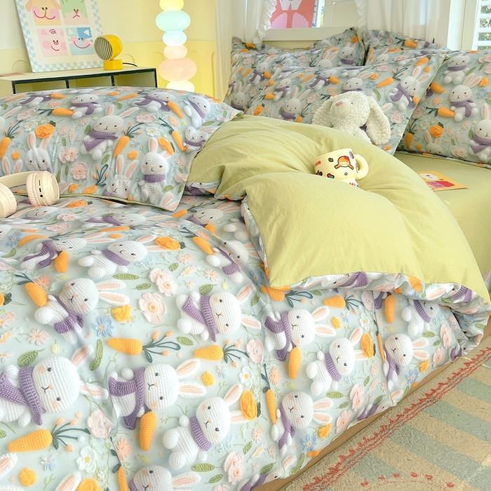 91家纺网 家纺一手货源 找家纺 （总）恋之语 2025新款数码印花四件套卡通款