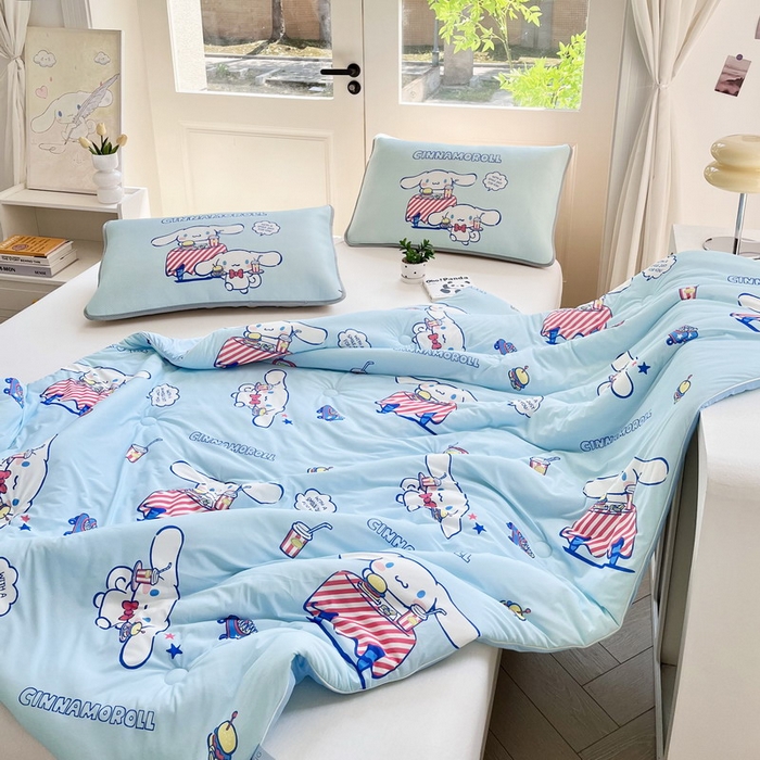 91家纺网 家纺一手货源 找家纺 蘭菲家纺 2025新款三丽鸥卡通印花夏被 聚餐小版