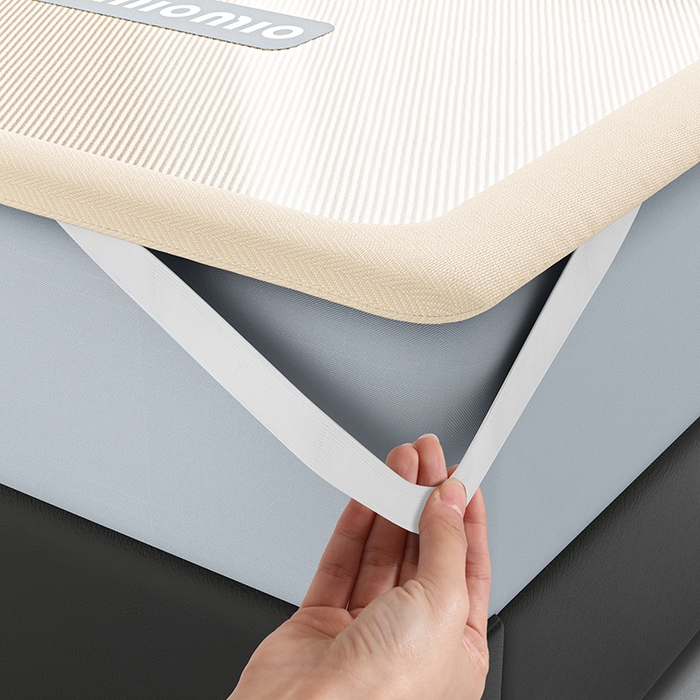 91家纺网 家纺一手货源 找家纺 悠米悠家 2025春夏新款斜纹烫画凉感冰丝席凉席席子 床笠款-米白