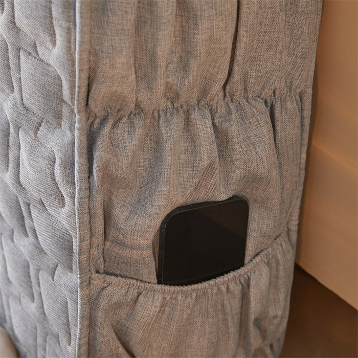 91家纺网 家纺一手货源 找家纺 情恒家纺 2025新款麻布全包床头罩 麻布-烟雾灰