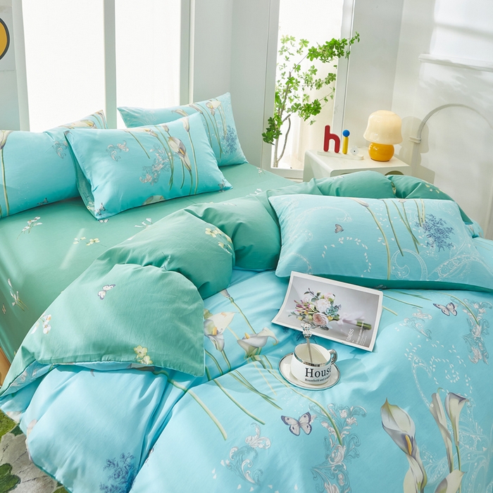 91家纺网 家纺一手货源 找家纺 黛妮雅 2025新款AB版全棉印花床单款全棉四件套 送买家秀   百合情缘