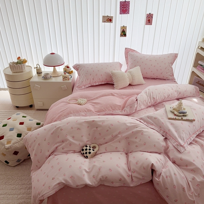 91家纺网 家纺一手货源 找家纺 于果 2025新款全棉13370四件套 草莓芝士