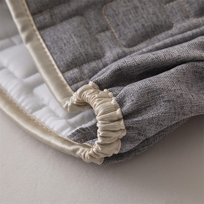91家纺网 家纺一手货源 找家纺 情恒家纺 2025新款麻布全包床头罩 麻布-山黛灰