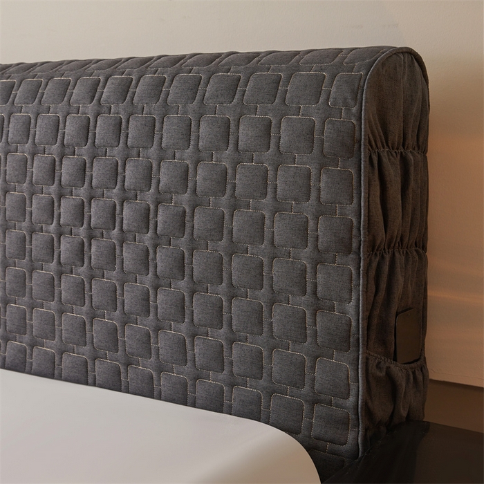 91家纺网 家纺一手货源 找家纺 情恒家纺 2025新款麻布全包床头罩 麻布-墨青灰