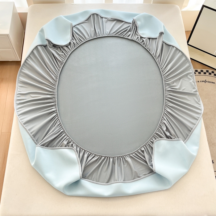 91家纺网 家纺一手货源 找家纺 子曰 2025新款A类高分子PE小清新凉感席系列-床笠款 小清新-天蓝