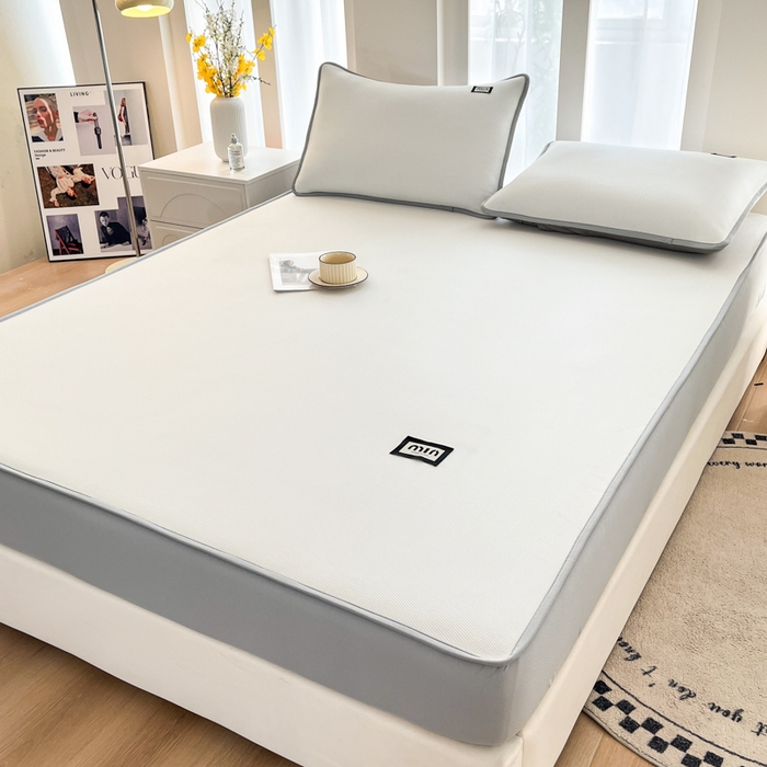 91家纺网 家纺一手货源 找家纺 子曰 2025新款A类高分子PE小清新凉感席系列-床笠款 小清新-白