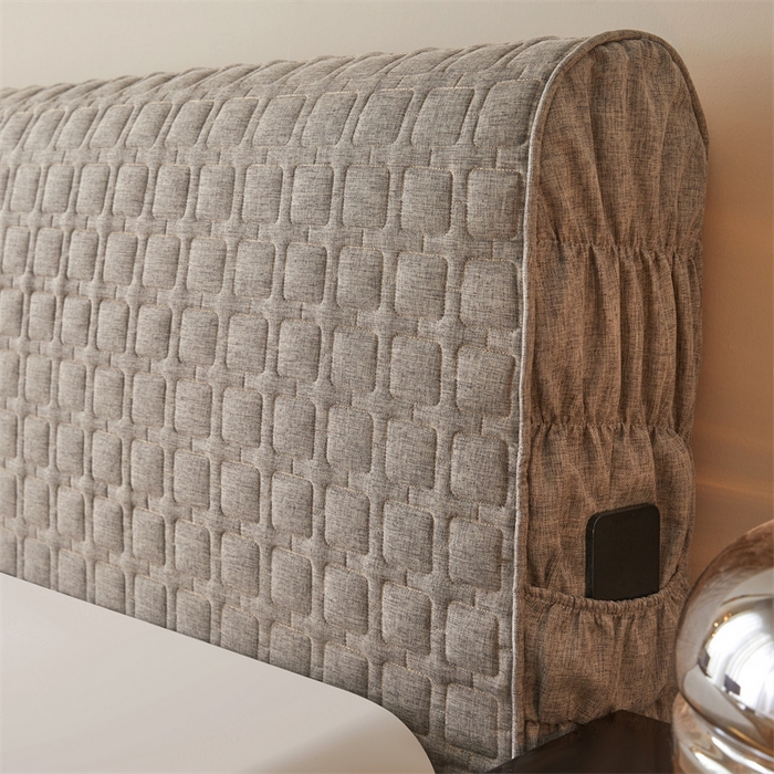 91家纺网 家纺一手货源 找家纺 情恒家纺 2025新款麻布全包床头罩 麻布-星光灰