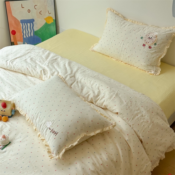 91家纺网 家纺一手货源 找家纺 潘朵拉家纺 2025新款全棉双层纱面包超人系列四件套 面包超人黄