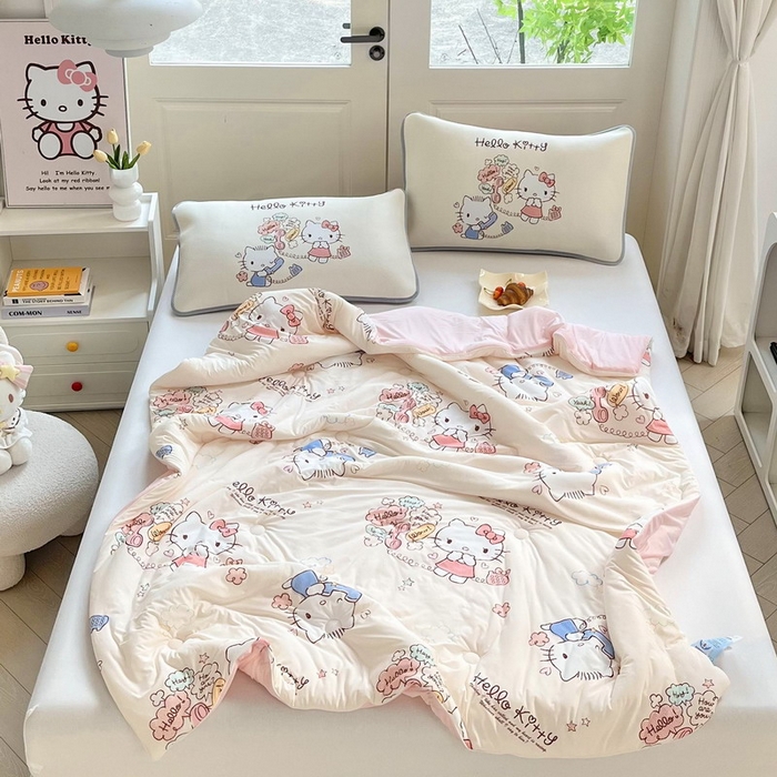 91家纺网 家纺一手货源 找家纺 蘭菲家纺 2025新款三丽鸥卡通印花夏被 9分甜