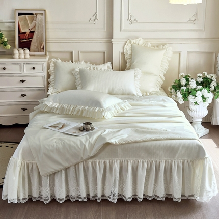 91家纺网 家纺一手货源 找家纺 乐朵家居 2025新款 尤娜 （可配同色系空调被）PE凉席三件套（复合） 控价218 白