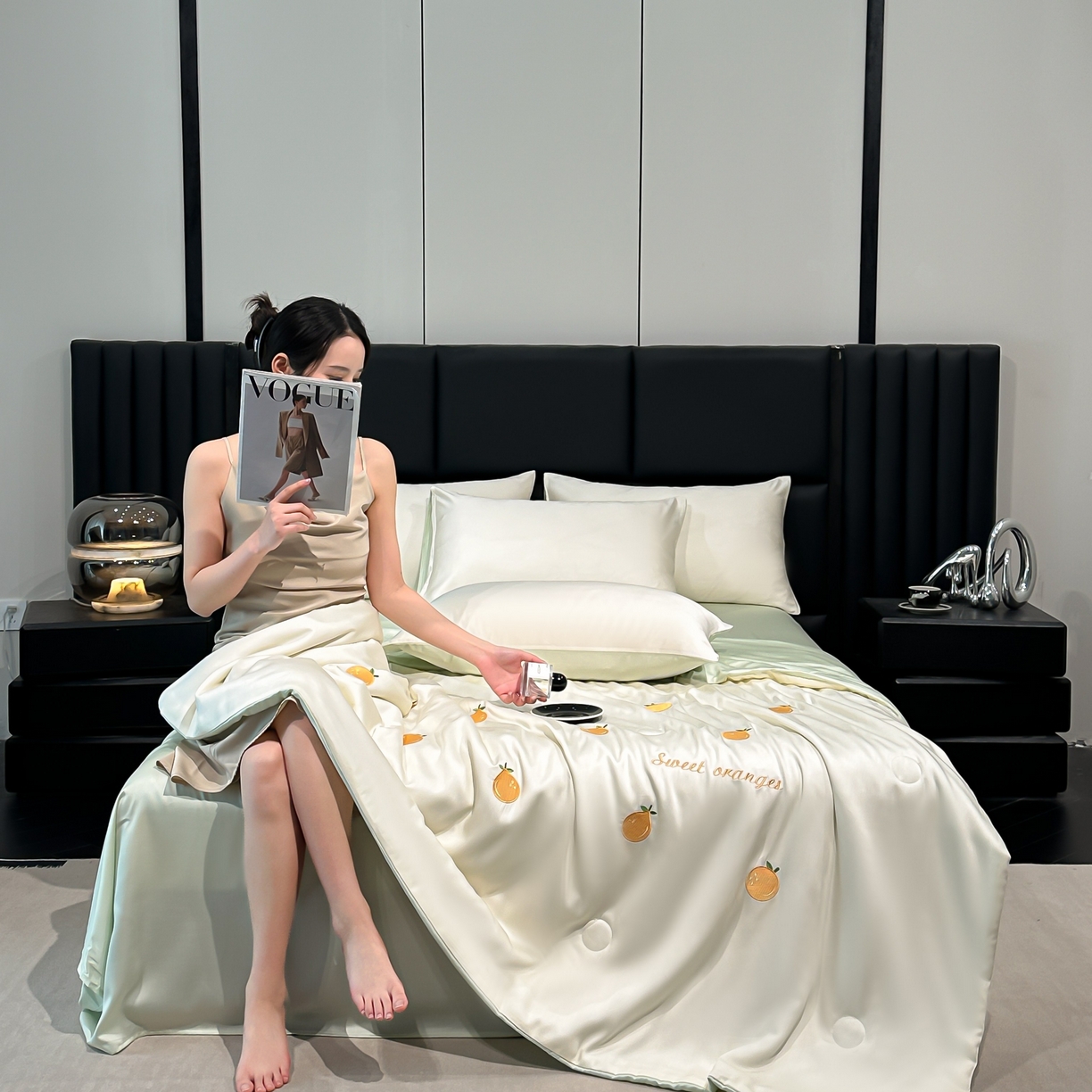 91家纺网 家纺一手货源 找家纺 （总）利欧 2025新款水洗天丝满绣刺绣床单床笠款夏被四件套