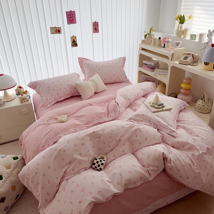 91家纺网 家纺一手货源 找家纺 于果 2025新款全棉13370四件套 草莓芝士