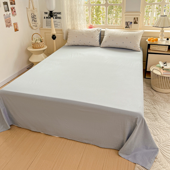 91家纺网 家纺一手货源 找家纺 一比一 2026新款云感皱皱双层纱四件套-简单款 遇见