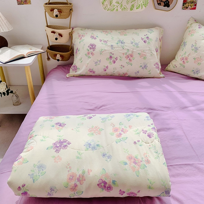 91家纺网 家纺一手货源 找家纺 2025新款1活性印染水洗棉大豆夏被 夏被-浪漫紫色