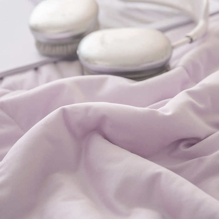 91家纺网 家纺一手货源 找家纺 茧羽世家 2025新款沁柔双镜抗菌系列夏被夏凉被空调被 风信紫拼灰