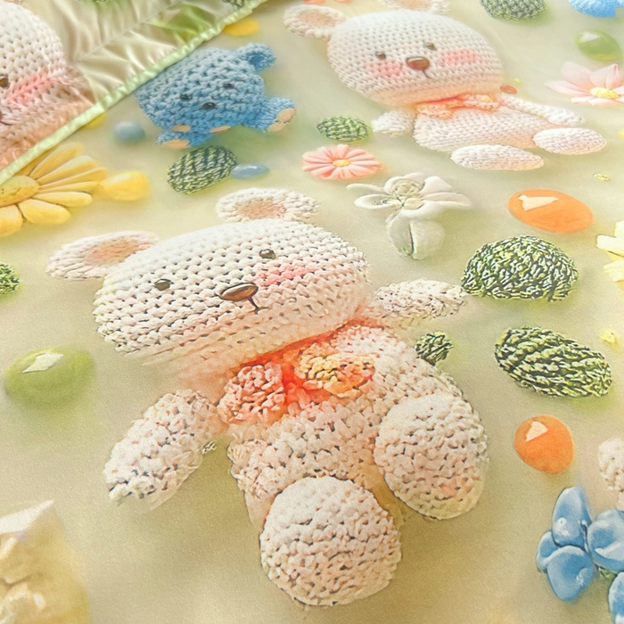 91家纺网 家纺一手货源 找家纺 恋之语 2025新款数码印花四件套卡通款 小熊花园