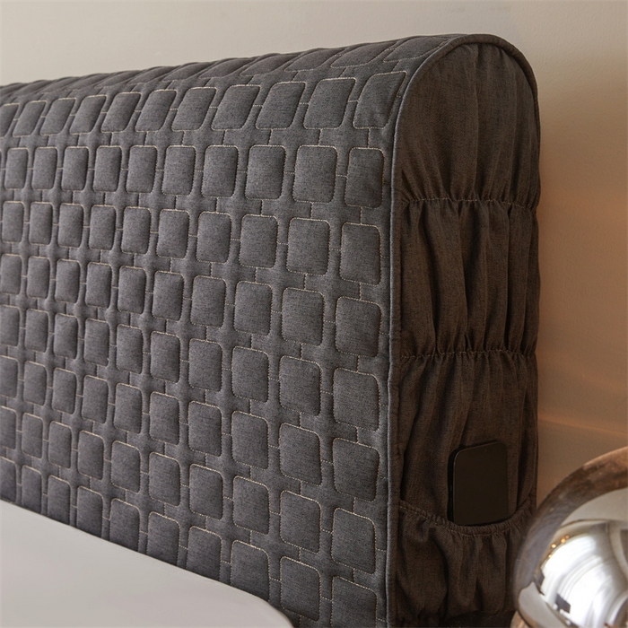 91家纺网 家纺一手货源 找家纺 情恒家纺 2025新款麻布全包床头罩 麻布-墨青灰