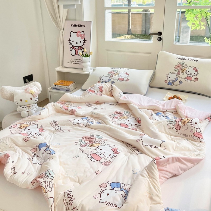 91家纺网 家纺一手货源 找家纺 蘭菲家纺 2025新款三丽鸥卡通印花夏被 9分甜