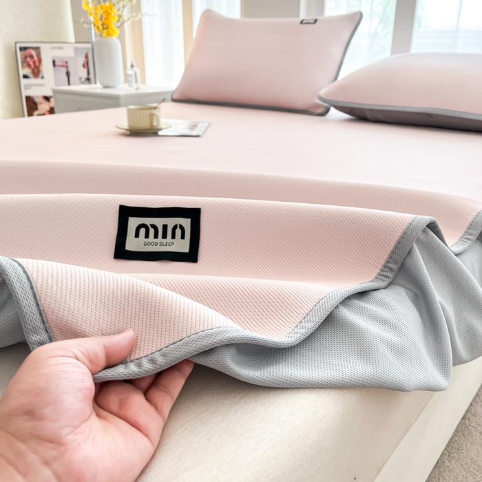 91家纺网 家纺一手货源 找家纺 子曰 2025新款A类高分子PE小清新凉感席系列-床笠款 小清新-粉