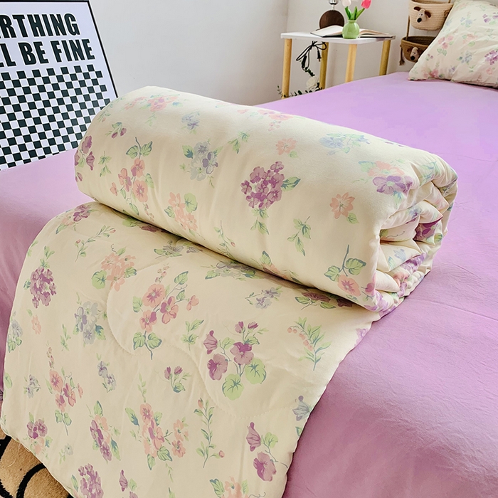 91家纺网 家纺一手货源 找家纺 2025新款1活性印染水洗棉大豆夏被 夏被-浪漫紫色