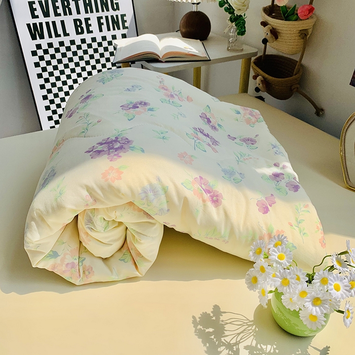 91家纺网 家纺一手货源 找家纺 2025新款1活性印染水洗棉大豆夏被 夏被-浪漫紫色