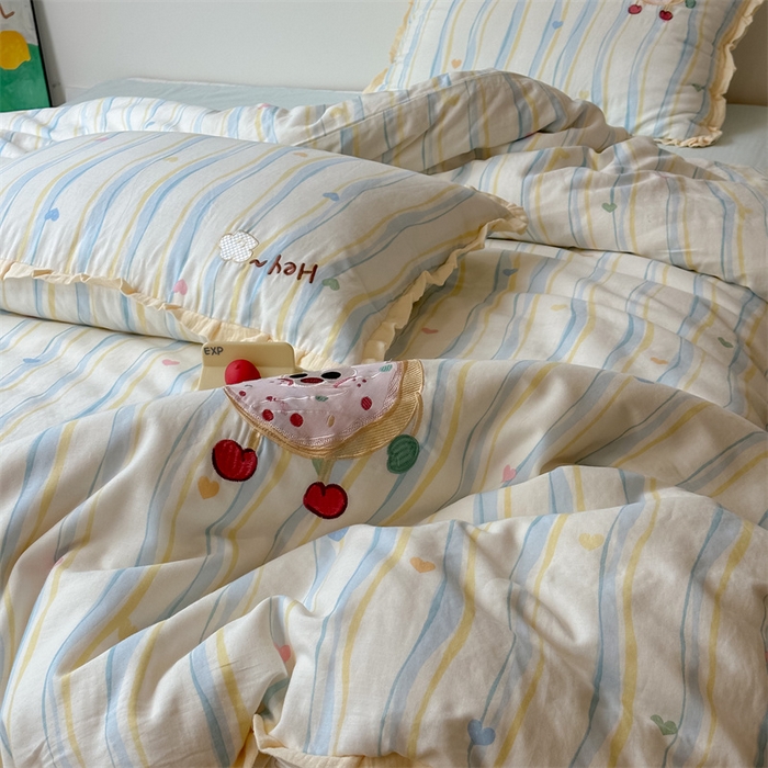 91家纺网 家纺一手货源 找家纺 潘朵拉家纺 2025新款全棉双层纱面包超人系列四件套 面包超人蓝