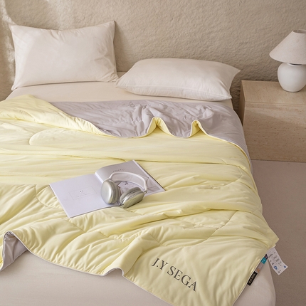 茧羽世家 2025新款沁柔双镜抗菌系列夏被夏凉被空调被 柠檬黄拼灰