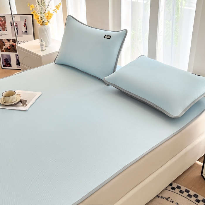 91家纺网 家纺一手货源 找家纺 子曰 2025新款A类高分子PE小清新凉感席系列-床垫款 小清新-天蓝