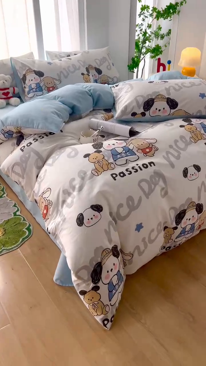 91家纺网 家纺一手货源 找家纺 黛妮雅 2025新款AB版全棉印花床单款全棉四件套 送买家秀  萌酷狗