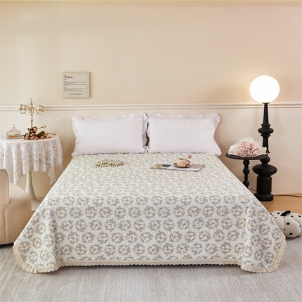 91家纺网 家纺一手货源 找家纺 （总）瑞米家居 2025新款全棉双层纱印花床盖
