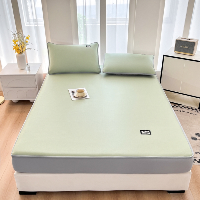 91家纺网 家纺一手货源 找家纺 子曰 2025新款A类高分子PE小清新凉感席系列-床笠款 小清新-绿