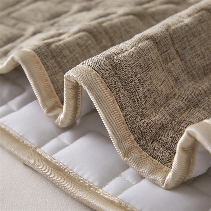 91家纺网 家纺一手货源 找家纺 情恒家纺 2025新款麻布全包床头罩 麻布-星光灰