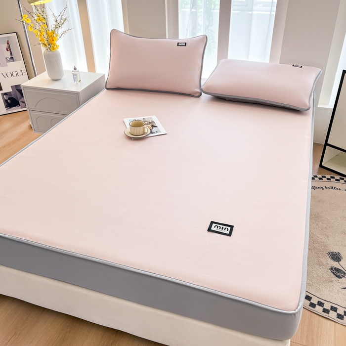 91家纺网 家纺一手货源 找家纺 子曰 2025新款A类高分子PE小清新凉感席系列-床笠款 小清新-粉