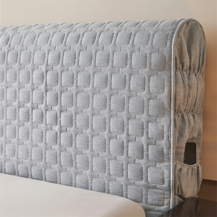 91家纺网 家纺一手货源 找家纺 情恒家纺 2025新款麻布全包床头罩 麻布-烟雾灰