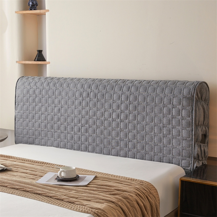 91家纺网 家纺一手货源 找家纺 情恒家纺 2025新款麻布全包床头罩 麻布-山黛灰