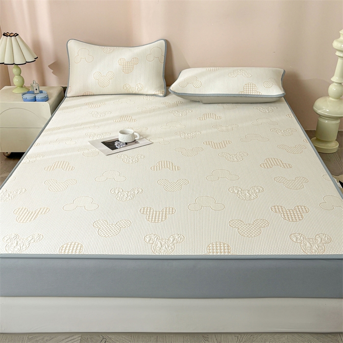 91家纺网 家纺一手货源 找家纺 （总）雯豆家纺 2025新款PE凉感提花冰丝床笠三件套全包中分子床罩床垫保护套