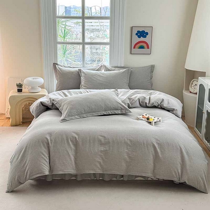 金窝窝家纺 2025新款全棉色织水洗棉床盖四件套 米格