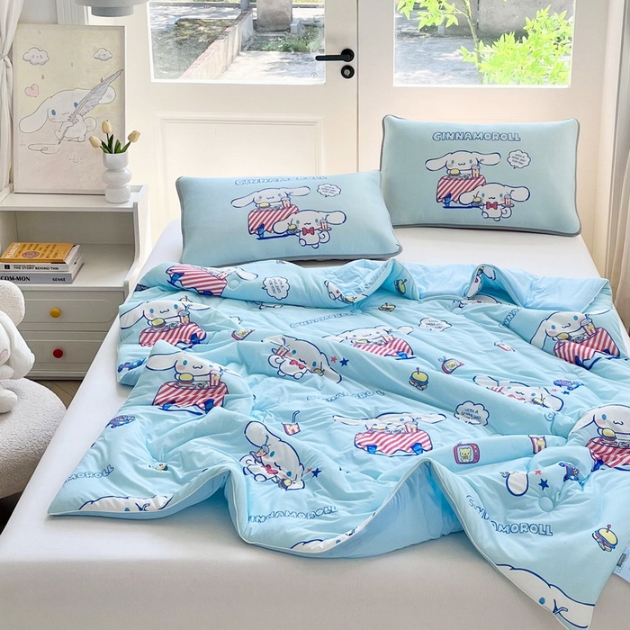 91家纺网 家纺一手货源 找家纺 蘭菲家纺 2025新款三丽鸥卡通印花夏被 聚餐小版