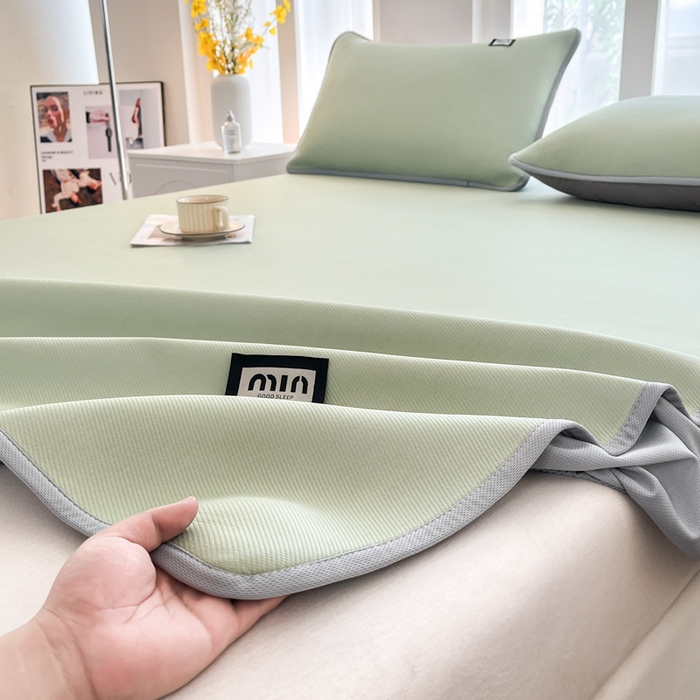 91家纺网 家纺一手货源 找家纺 子曰 2025新款A类高分子PE小清新凉感席系列-床笠款 小清新-绿