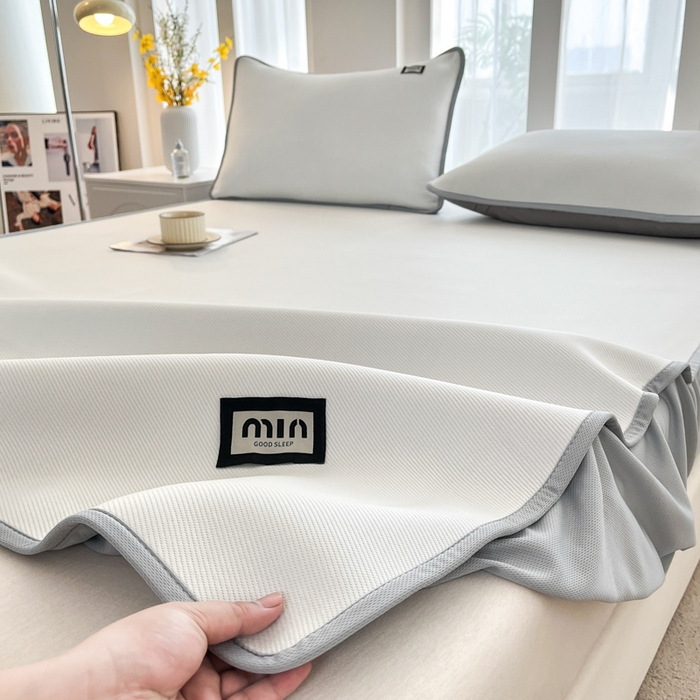 91家纺网 家纺一手货源 找家纺 子曰 2025新款A类高分子PE小清新凉感席系列-床笠款 小清新-白