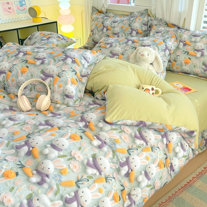 91家纺网 家纺一手货源 找家纺 （总）恋之语 2025新款数码印花四件套卡通款