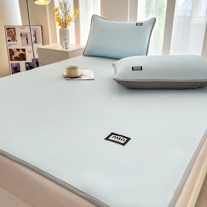 91家纺网 家纺一手货源 找家纺 子曰 2025新款A类高分子PE小清新凉感席系列-床垫款 小清新-天蓝