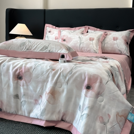 91家纺网 家纺一手货源 找家纺 （总）花漾家居 2025新款数码水洗天丝单夏被夏被四件套