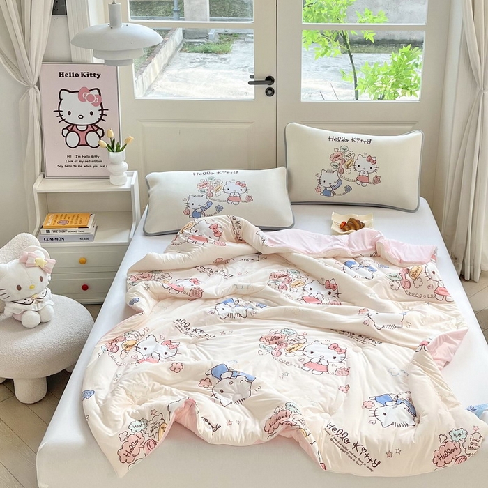 91家纺网 家纺一手货源 找家纺 蘭菲家纺 2025新款三丽鸥卡通印花夏被 9分甜