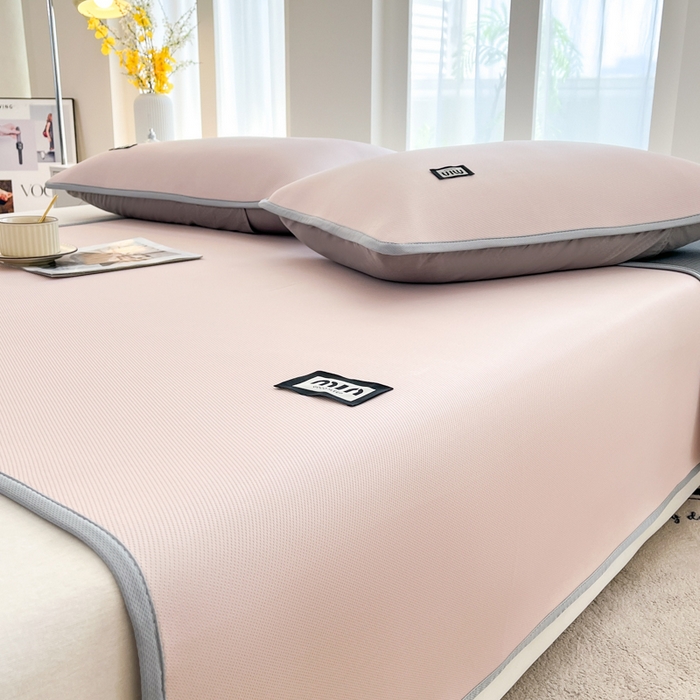 91家纺网 家纺一手货源 找家纺 子曰 2025新款A类高分子PE小清新凉感席系列-床垫款 小清新-粉